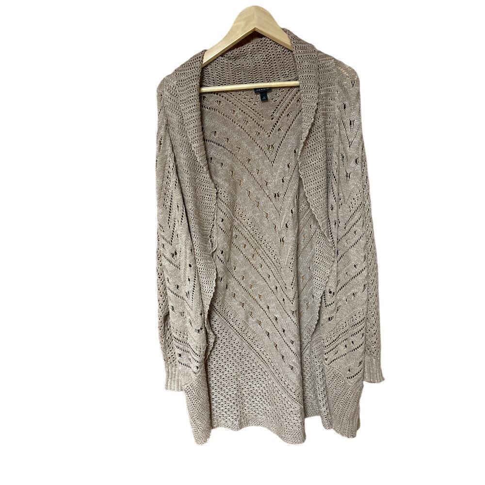 Torrid Pointelle Cardigan Curved Hem  long Sleeve Open Front Loose Knit Sweater